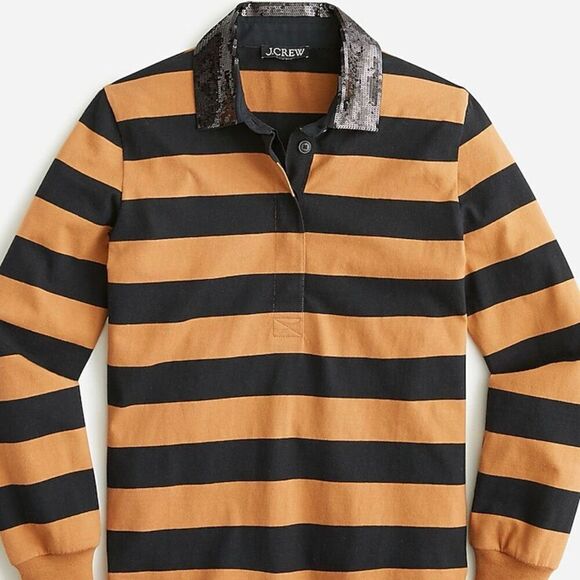 J. Crew Sequin Stripe Rugby Shirt S - Picture 1 of 8
